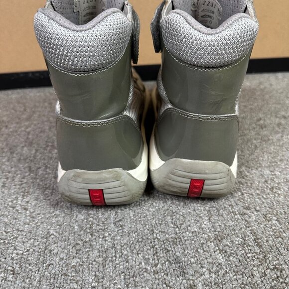 Prada Patent Strap Americas Cup Sneakers in Grey Patent Leather UK 7.5 / US 8.5 - Picture 9 of 10